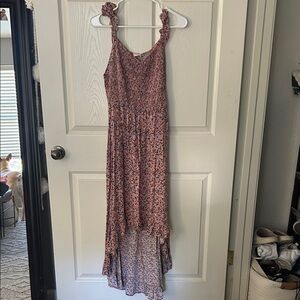 Floral High-Low Maxi Dress in Dusty Rose